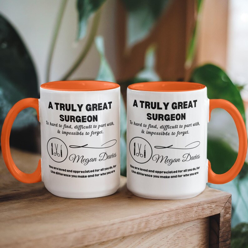 Surgeon Personalized Color Accent Mug, Gift for Surgeon, New Surgeon, Heart, Hand, Oral, Orthopedic, Stomach & Plastic Surgeon Gift image 7