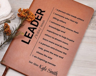 Personalized Leader Gift Personalized Vegan Leather Journal, Corporate Gift, Leadership Gift, Mentor Appreciation Gift, Manager Gift