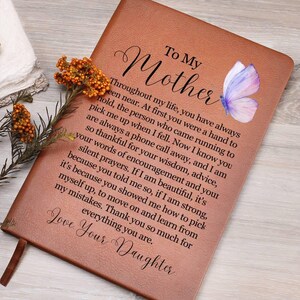 Diario de cuero personalizado con mariposas para mi madre, regalos para el día de la madre, regalos para mamá de parte de su hija, Navidad para mamá, cumpleaños para mamá, regalo para su hijo