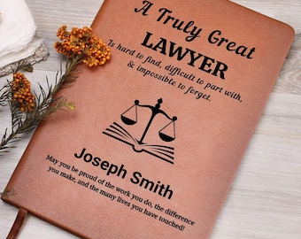 Personalized Lawyer Gift, Law Student or Law School Graduation Gift, New Lawyer Gift for Her, Custom Vegan Leather Journal, Best Lawyer Gift