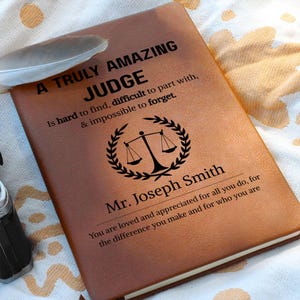 Judge Gift Personalized Journal, Gift for Judge, New Judge Gifts, Judge Retirement, Judge Birthday, Scale of Justice, Funny Judge  Christm