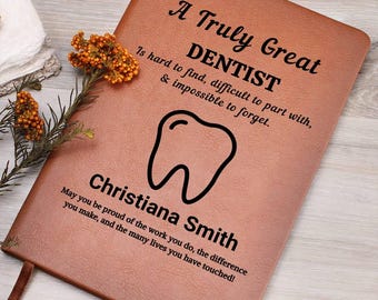 Personalized Dentist Gift Vegan Leather Journal, Dental Graduation, Birthday, Retirement, Appreciation Gift, Dental Office Gift