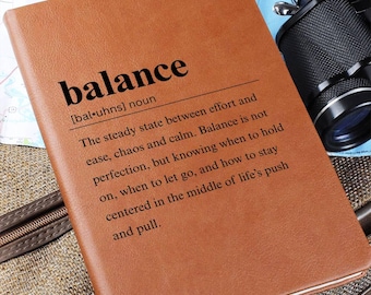 Balance Definition Personalized Journal, Gift for Entrepreneur, Goal Planner Daily Journal, Gratitude Journal|Mindfulness|Reflection Journal