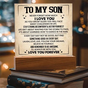 To My Son LED Acrylic Plaque Gift, Personalized Son Christmas Gift, Son gift from Mom and Dad, Son Birthday, Son Graduation gift,Son Weeding