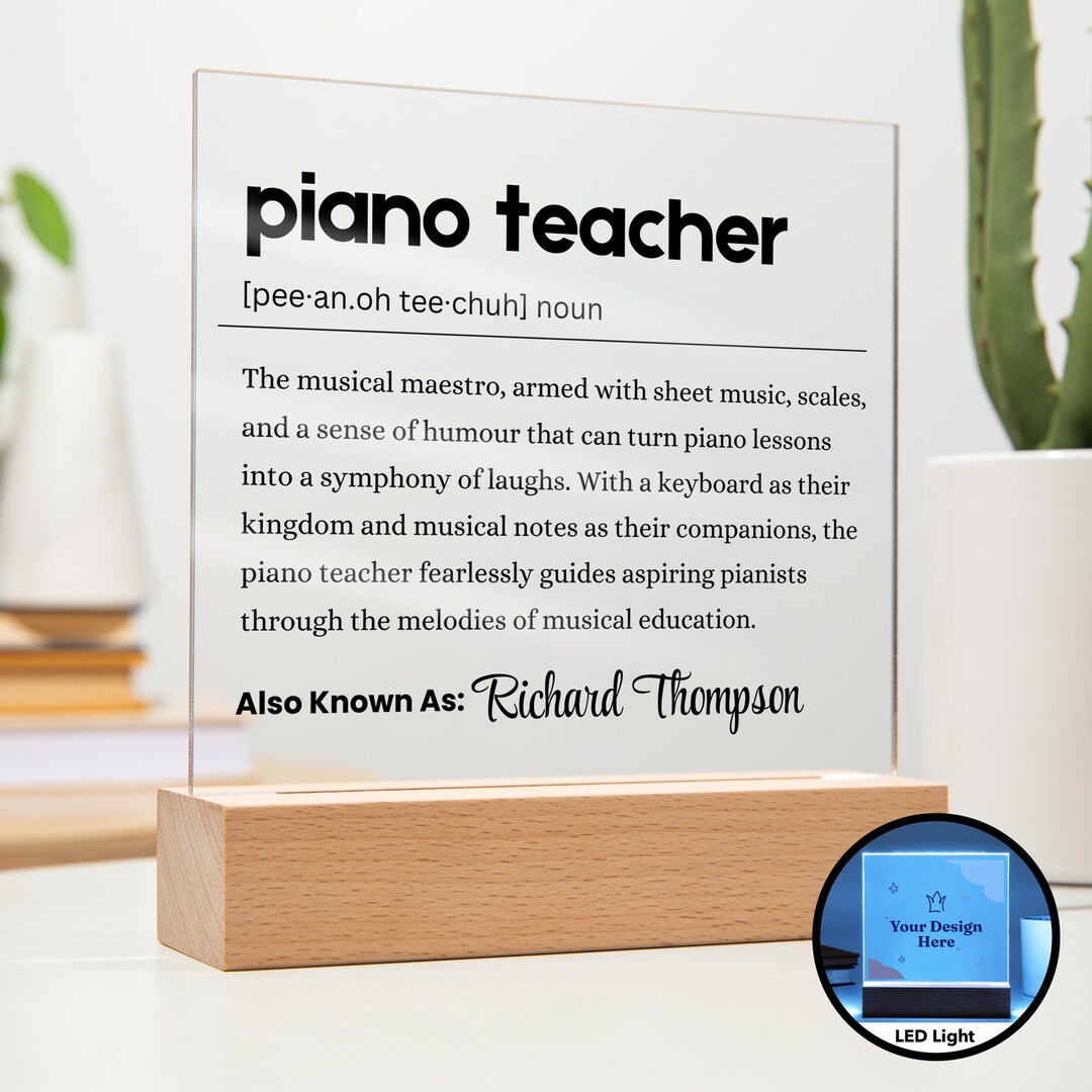 Piano Teacher Gift Personalized Definition Acrylic Plaque, Gift for ...