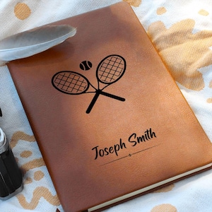 Personalized Tennis Notebook – Gift for Tennis Player, Tennis Mom, Tennis Team Gift,  Tennis Coach Gift Vegan Leather Notebook
