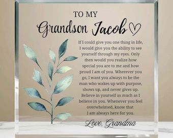 To My Grandson Gift Personalized Acrylic Plaque, Gift from Grandma, Grandson Birthday, Christmas Gift, Graduation Keepsake, Grandchild Gifts