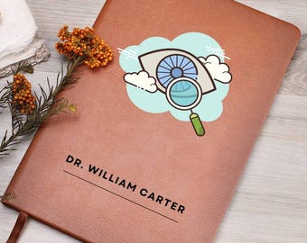 Optician Personalized Leather Journal, Gift for Eye Doctor, Ophthalmologist Gift, Graduation Gift|Optometry Student Notebook|Optometric gift