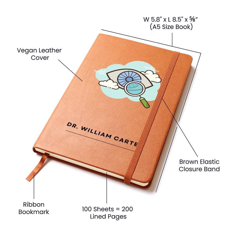 Optician Personalized Leather Journal, Gift for Eye Doctor, Ophthalmologist Gift, Graduation Gift|Optometry Student Notebook|Optometric gift