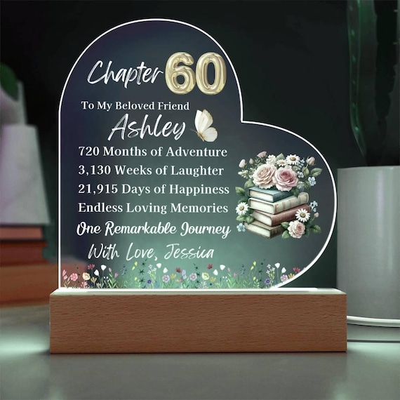 60th Birthday Gift Personalized Acrylic Plaque, Woman 60th