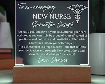 Personalized New Nurse Gift Acrylic Plaque, Nursing School Graduation, White Coat Pinning Ceremony Keepsake, Nurse Graduation Gift