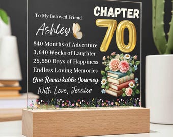70th Birthday Gift for Women Personalized Acrylic Plaque With LED Base, Friend Seventieth Birthday, 70th Gift, Born in 1955, Turning 70 gift