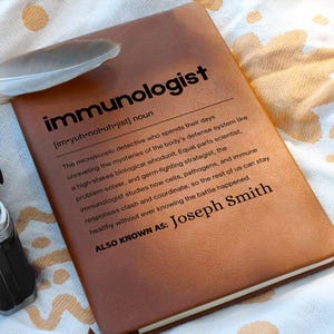 Immunologist Gift Personalized Definition Leather Journal, Gift for Immunologist, Immunologists Christmas Gifts, Immunology Graduation Gifts
