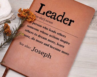 Custom Leader Definition Journal, Mentor Appreciation Gift, Office manager Gift|Personalized Gift For Boss, Retirement Gift|Employer Journal