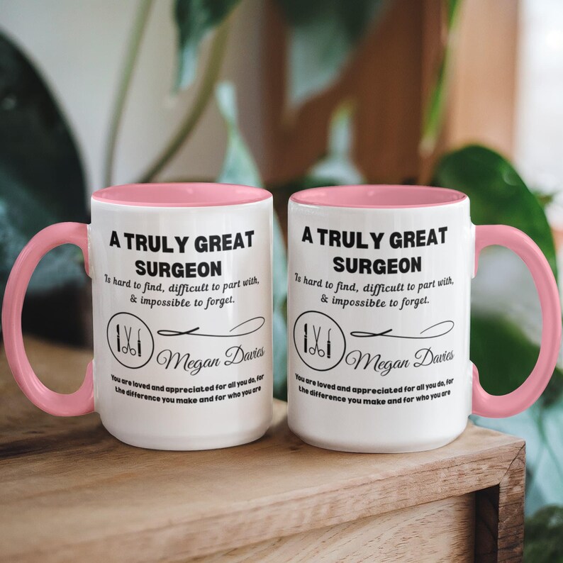 Surgeon Personalized Color Accent Mug, Gift for Surgeon, New Surgeon, Heart, Hand, Oral, Orthopedic, Stomach & Plastic Surgeon Gift image 4