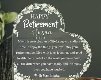 Placa acrílica personalizada para regalo de jubilación, regalo para compañeros de trabajo, jubilación de mujeres, jubilación de enfermeras, jubilación de maestros, fiesta de jubilación