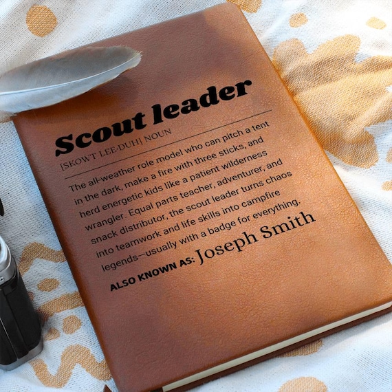 Scout Leader Gift Personalized Definition Leather Journal, Gift