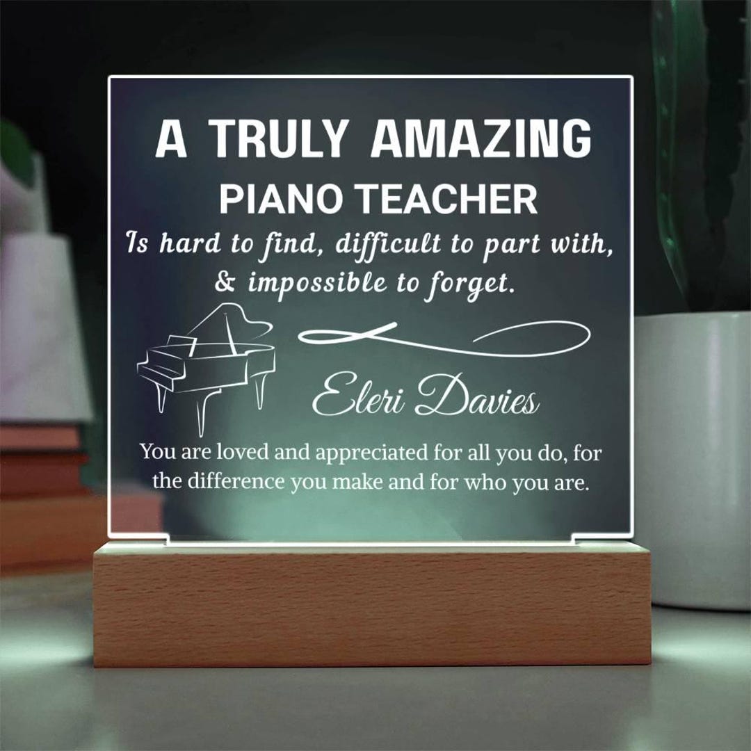 Piano Teacher Gift Personalized LED Acrylic Plaque, Gift for Piano ...