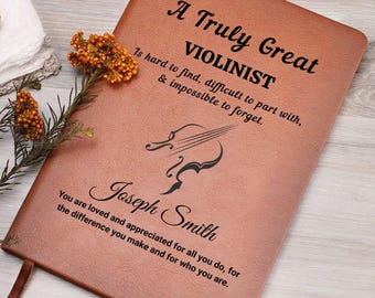 Personalized Violinist Gift, Violin Player Gift, Violin Teacher, Musician Appreciation or Birthday Gift, Vegan Leather Journal