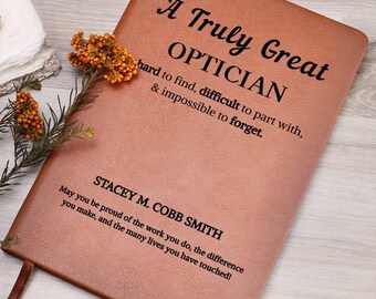 Personalized Optician Gift Journal, Gift for Eye Doctor, Optometry Gift , Optometrist or Ophthalmologist Graduation Gift, Appreciation Gift