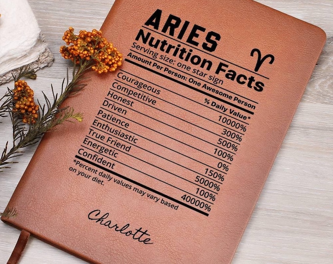Aries nutrition facts Personalized Zodiac Leather Journal, Gift for Aries Friend, Aries Birthday Gift, Astrology Journal|custom Zodiac Aries