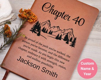 Personalisiertes 40. Geburtstagsgeschenk Leder Journal, 40. Geburtstag Papa, Freund 40. Meilenstein Geburtstag Kapitel 40 Journal, 40 Jahre altes Geschenk