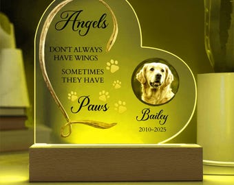 パーソナライズされた犬のメモリアルハートアクリルプレート、ペットの