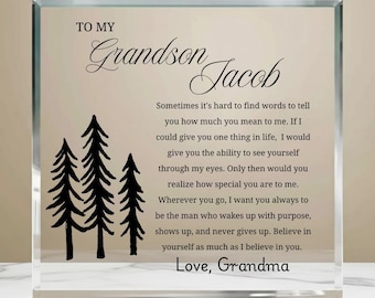Grandson Gift Personalized Acrylic Plaque, Gifts from Grandma, Christmas Gift for Grandson, Gift From Grandmother, Grandson Graduation Gift