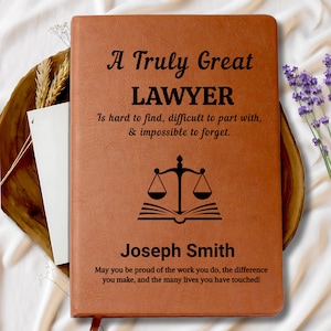 Personalized Lawyer Gift, Law Student or Law School Graduation Gift, New Lawyer Gift for Her, Custom Vegan Leather Journal, Best Lawyer Gift