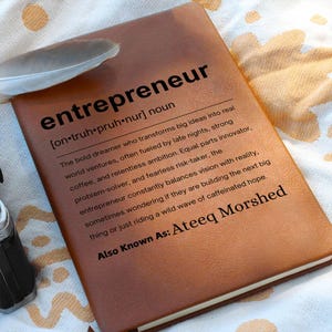 Entrepreneur Gift Personalized Definition Leather Journal, Gift for Entrepreneur, Entrepreneurs Christmas Gifts, Small Business Owner Gifts