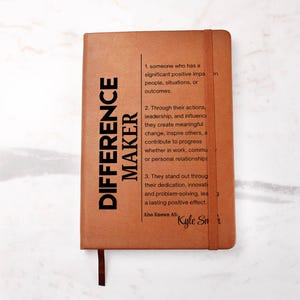 Difference Maker Personalized Vegan Leather Journal, Mentor Gift, Boss Appreciation, Coworker Gift, Employee Retirement Gift,Leadership Gift image 8