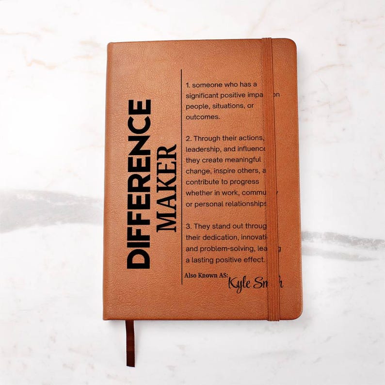 Difference Maker Personalized Vegan Leather Journal, Mentor Gift, Boss Appreciation, Coworker Gift, Employee Retirement Gift,Leadership Gift image 8