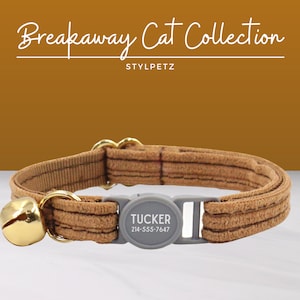 Brown Corduroy Luxury Personalized Breakaway Engraved Cat Collar Set Leash Bow Free Engraving Metal Safety Buckle Custom Pet Kitten Cat Gift