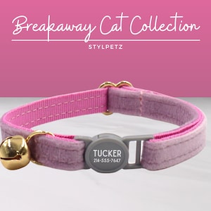 Lila - Collar o juego de correa para gato personalizado de lujo con grabado y hebilla de seguridad de metal con lazo y grabado gratuito, regalo personalizado para gatitos y gatos