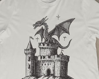 Dragon Vintage Dark Art Graphic T-Shirt, Retro 90s Medieval Y2K Tattoo Tee, Grimdark Fantasy Shirt, Dragon Lovers Gift, Baggy Style