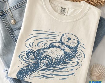 Sea Otter Shirt, Wildlife Graphic Tee, Nature Lover Gift, Coastal Animal Shirt, Comfort Colors Tee