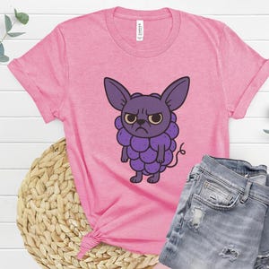 Grumpy Grape Chihuahua Shirt, Funny Fruit Dog T-Shirt, Weird Graphic Tee for Dog Lovers, Sarcastic Gift, Purple Cartoon Dog Shirt