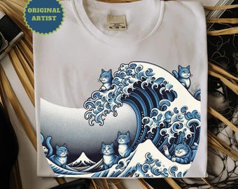 The Great Wave Of Cats Japanese Art T-Shirt The Great Wave Of Cats Japanese Art T-Shirt