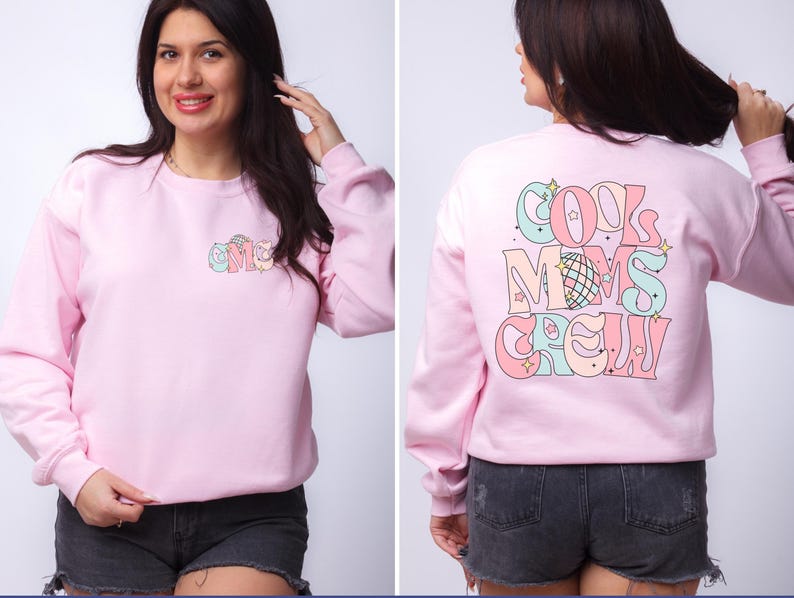 Retro Cool Moms Crew Sweatshirt, Disco Ball Mom Shirt, 70s Style Mama