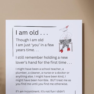 Aged Care Poster - GrandmaPossArt downloadable - hand painted. Advocate for them. Be their voice. You can customise the text.