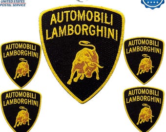 Grand Patch Brodé Lamborghini 8,3x7,2 Cm – Thermocollant Et Cousable – Logo Auto