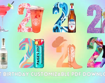 Custom 21st Birthday Sign pdf -- DIGITAL FILE ONLY
