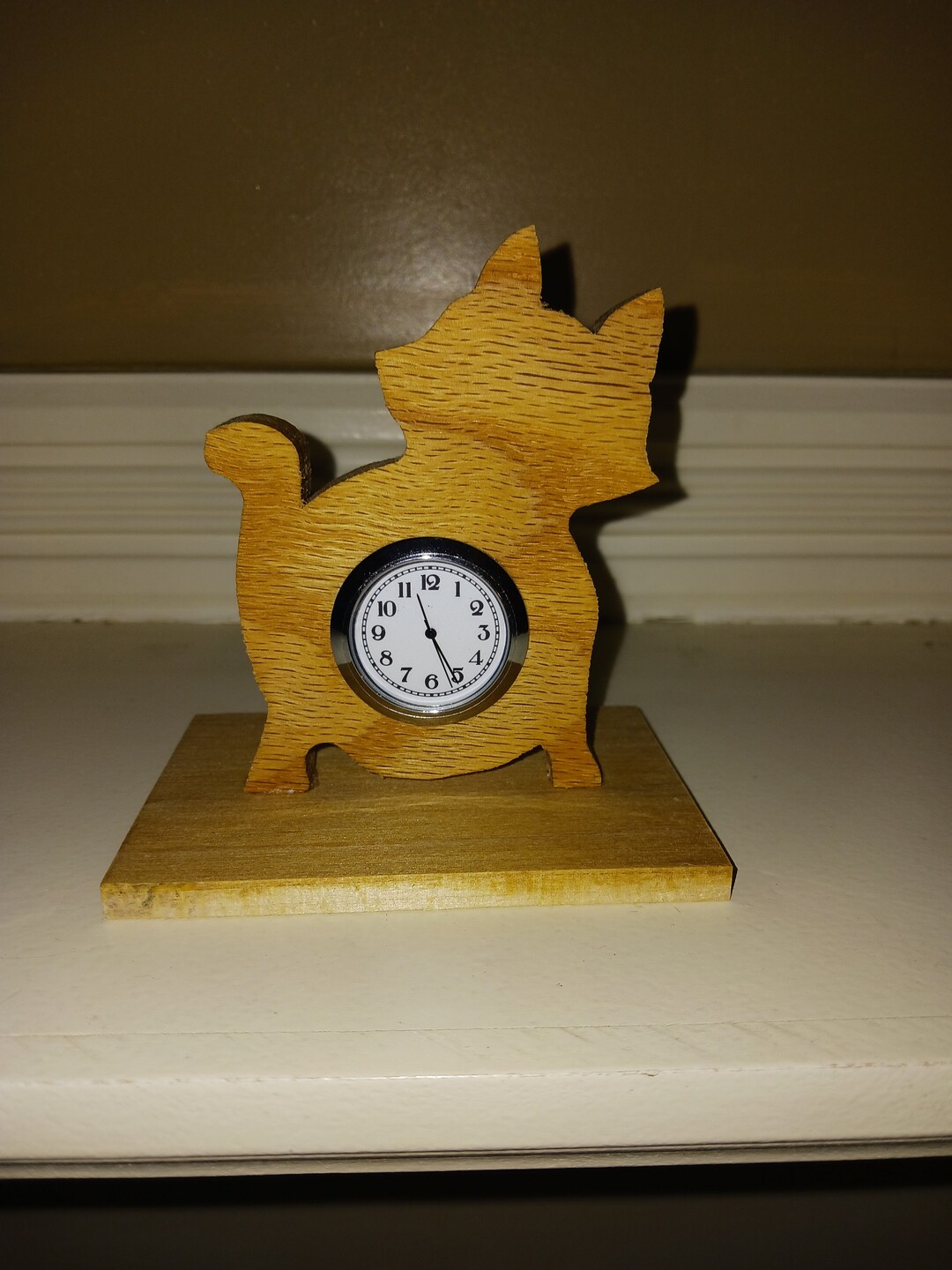 Red Oak Mantle Clock. Cat Desk Clock Handmade Wood Clock Etsy