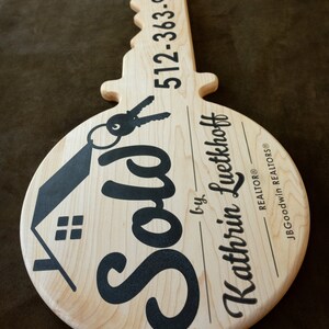 Solid Hard Maple Wood Key Sign With Epoxy Inlay for Realtors - Unique ...