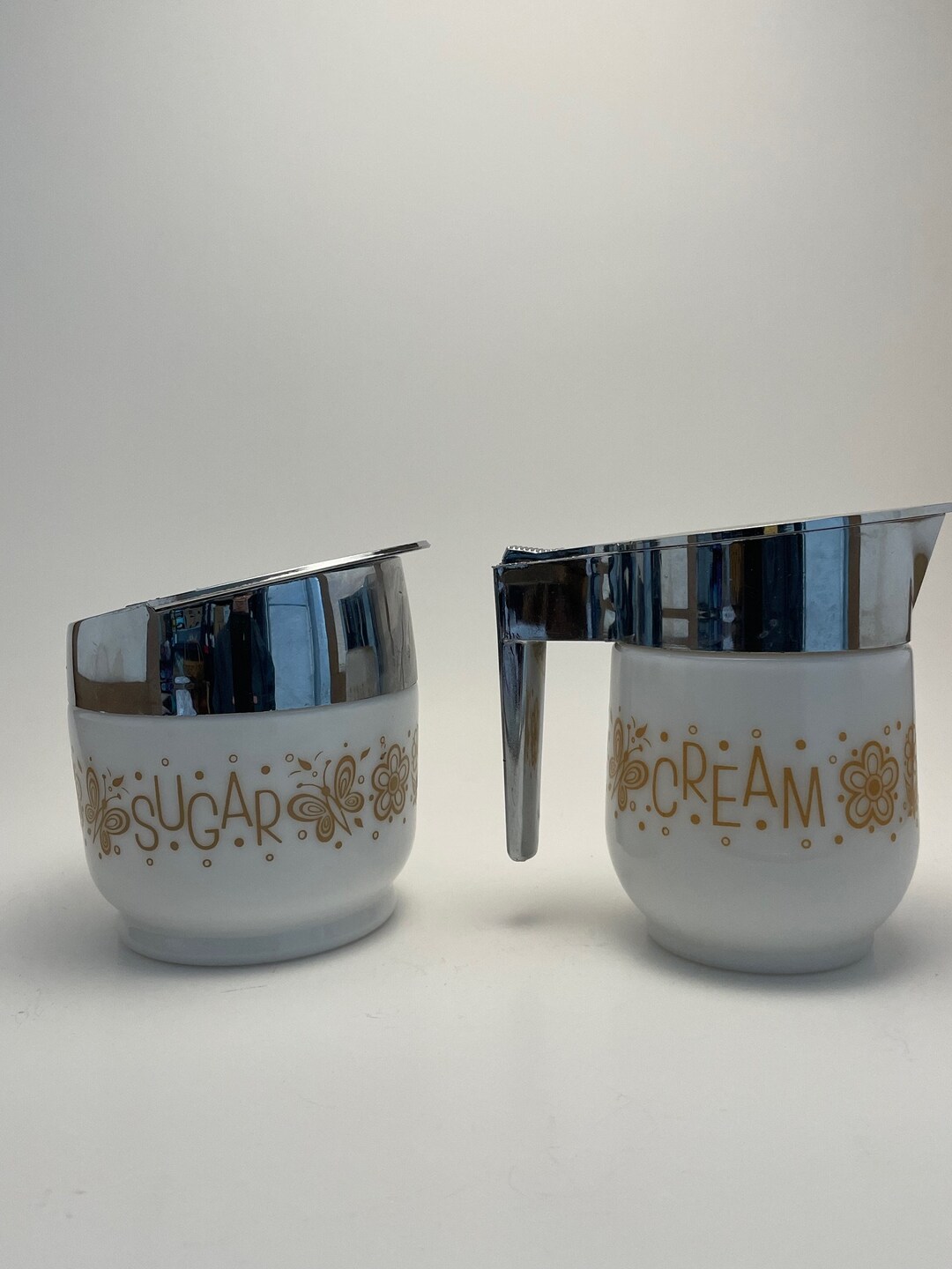 Vintage Gemco Creamer and Sugar Set Yellow Butterfly Circa 1970s Etsy