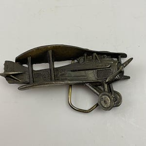 Vintage Bi-plane Belt Buckle / Circa 1981 / Brass / Great American Buckle Company / Made in USA