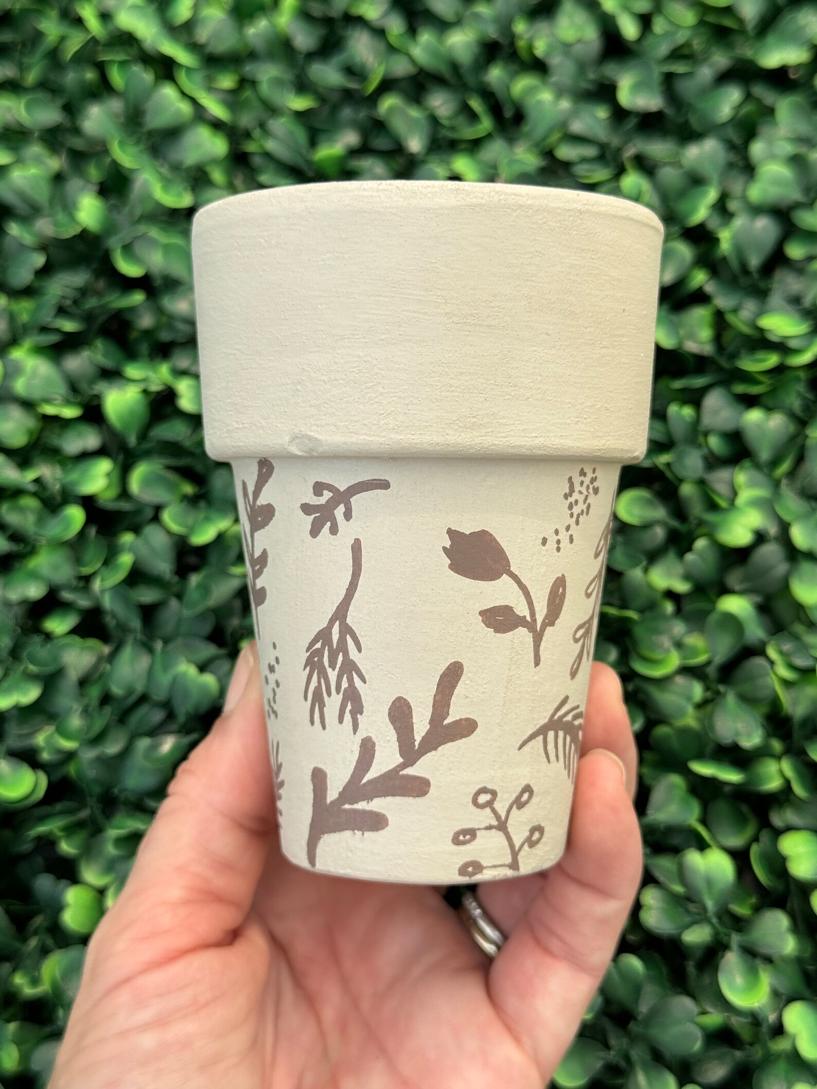 Pandora Set of 2 - Handmade Plant Pots In/Outdoor Beige