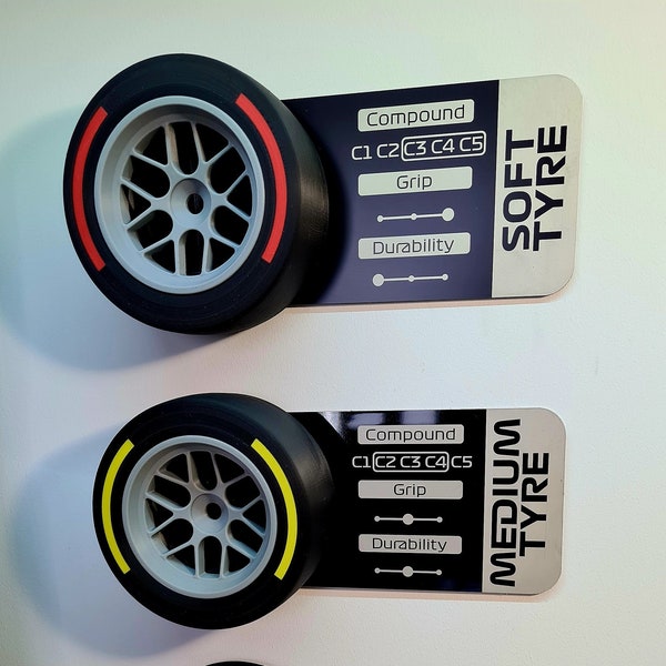 F1 Tyre and Rim Replica WHEEL ONLY - Soft - Medium - Hard - Perfect Gift for Formula 1 Fans - The key factor of every F1 championship