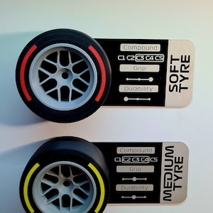 F1 tyres WITH panel - SOFT VERSION - formula 1  race car parts - grand prix gifts for him - 3d printed christmas gift for boyfriend
