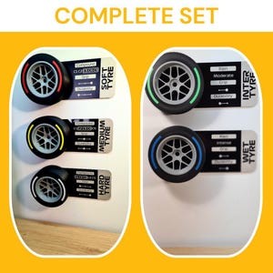 F1 tyres WITH panel - COMPLETE SET - formula 1  race car parts - grand prix gifts for him - 3d printed christmas gift for boyfriend